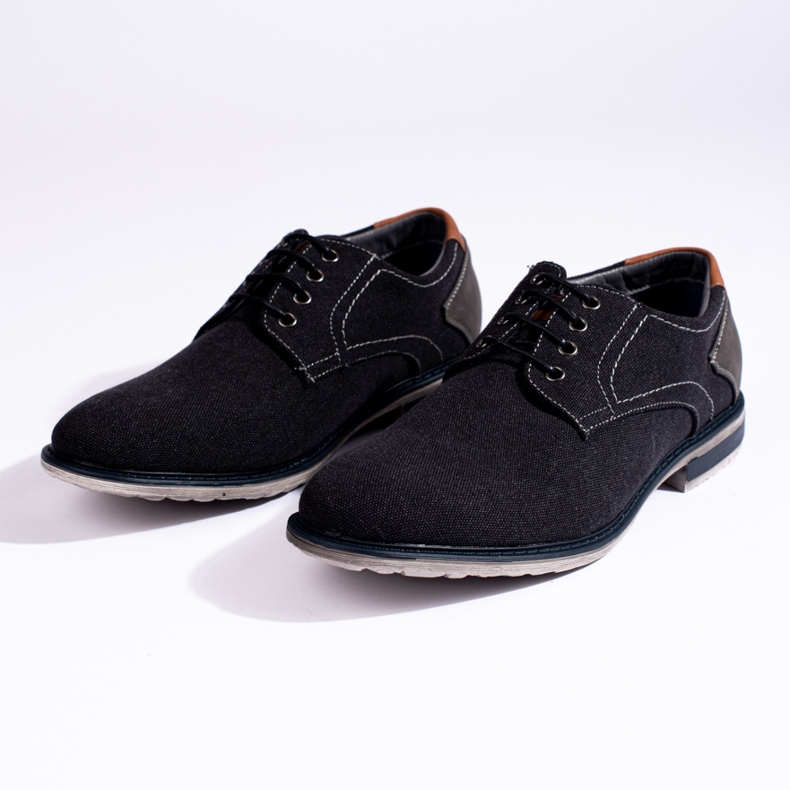 Navy blue Shelovet men's textile shoes black 2