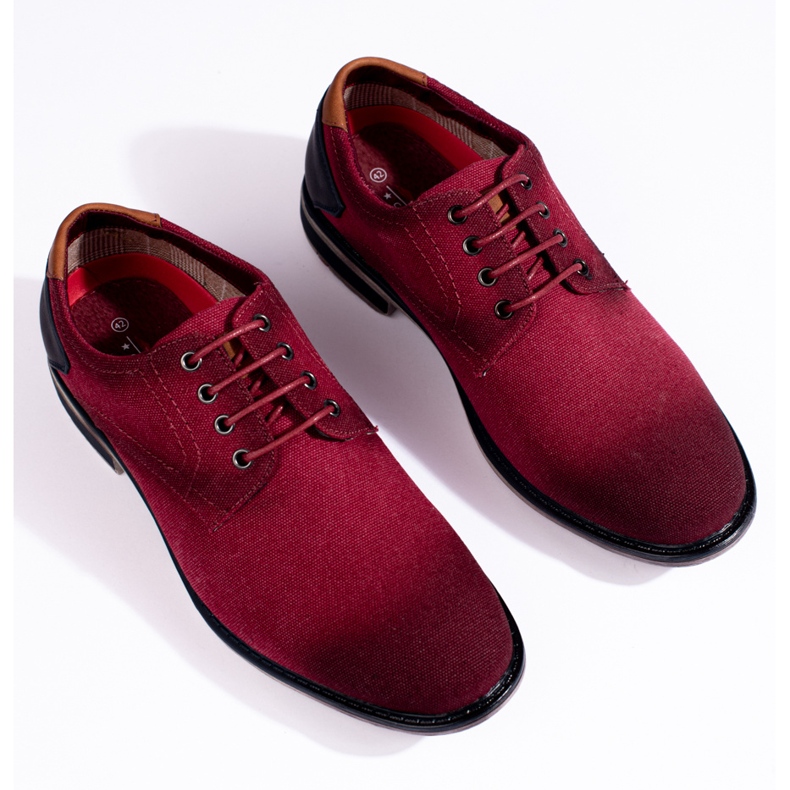 Men's burgundy Shelovet textile shoes red 2 Men's burgundy Shelovet textile shoes red 2