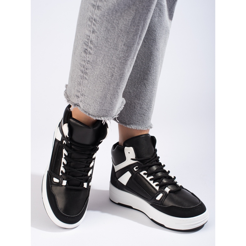 Black and white high-top sneakers from Shelovet 1