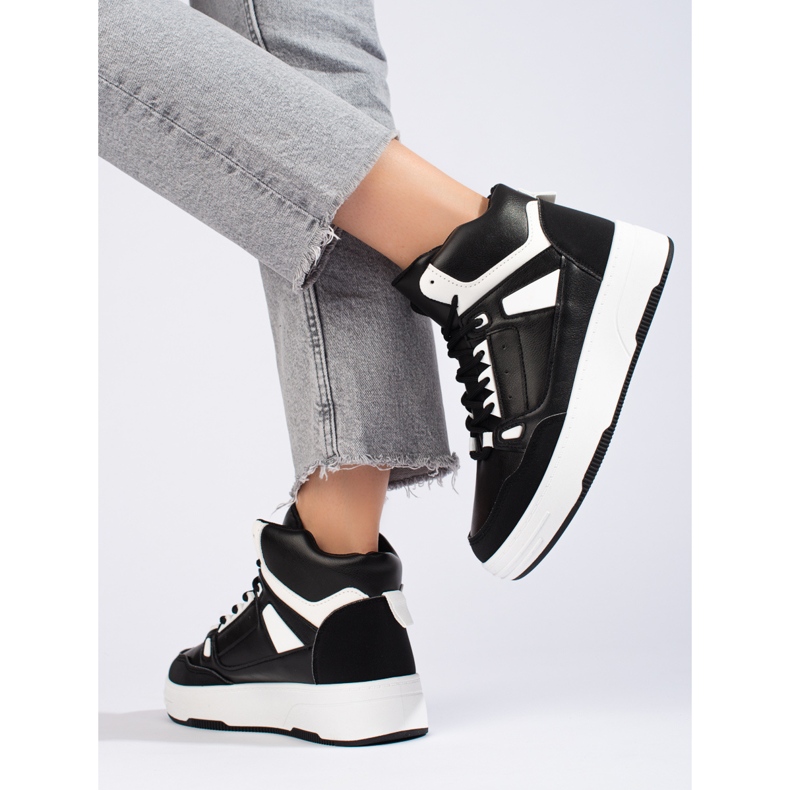 Black and white high-top sneakers from Shelovet 2