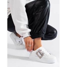 White women's sneakers with a silver Shelovet insert 1