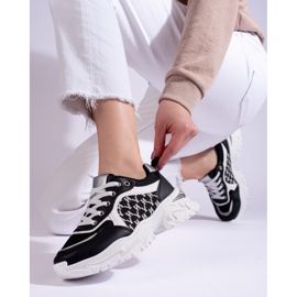 Women's sneakers on a thick sole black and white Shelovet 2