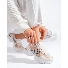 Women's sneakers on a thick sole beige Shelovet 1