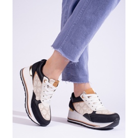 Women's Shelovet black and beige wedge sneakers 1