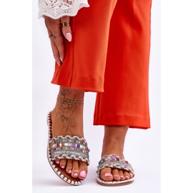Women's Embellished Sandals White Bellisa silver 1