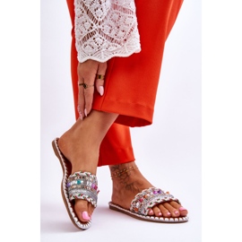 Women's Embellished Sandals White Bellisa silver 2