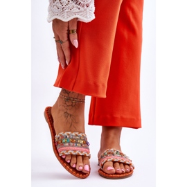 Women's Bellisa Orange Embellished Slippers 1 Women's Bellisa Orange Embellished Slippers 1