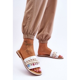 Women's Braided Embellished Slippers White Millano 2