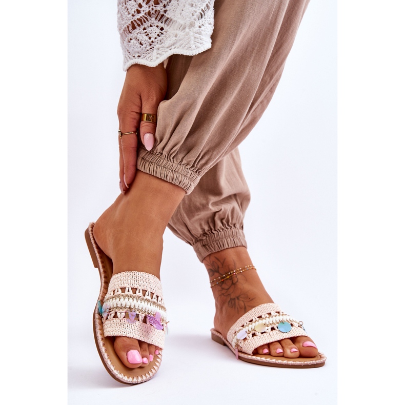 PS1 Women's Braided Embellished Slippers Pink Millano 2