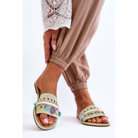 PS1 Women's Braided Embellished Slippers Green Millano 2 PS1 Women's Braided Embellished Slippers Green Millano 2