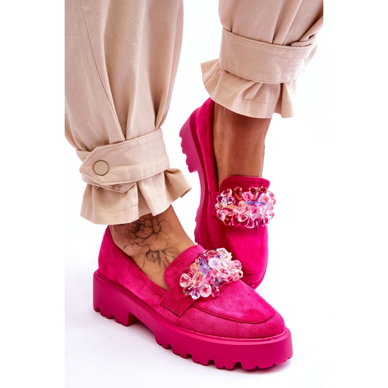Bestelle Women's Embellished Platform Loafers Fuchsia Brenda pink 2 Bestelle Women's Embellished Platform Loafers Fuchsia Brenda pink 2