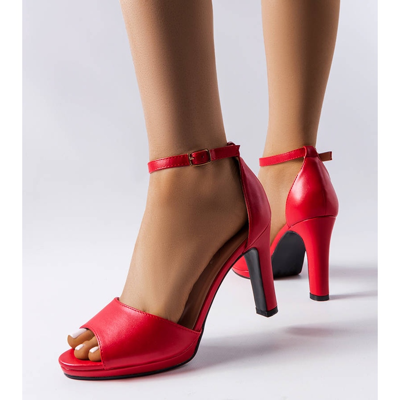 Vinceza Charmaine red block sandals 1
