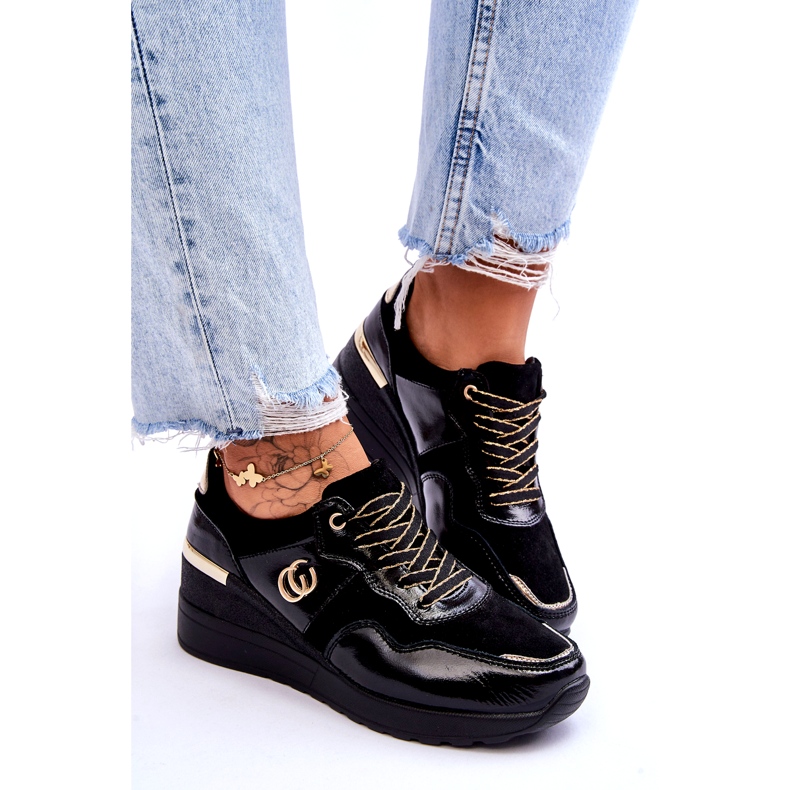 S.Barski Women's Leather Wedge Sports Shoes Black Rebeca 5 S.Barski Women's Leather Wedge Sports Shoes Black Rebeca 5