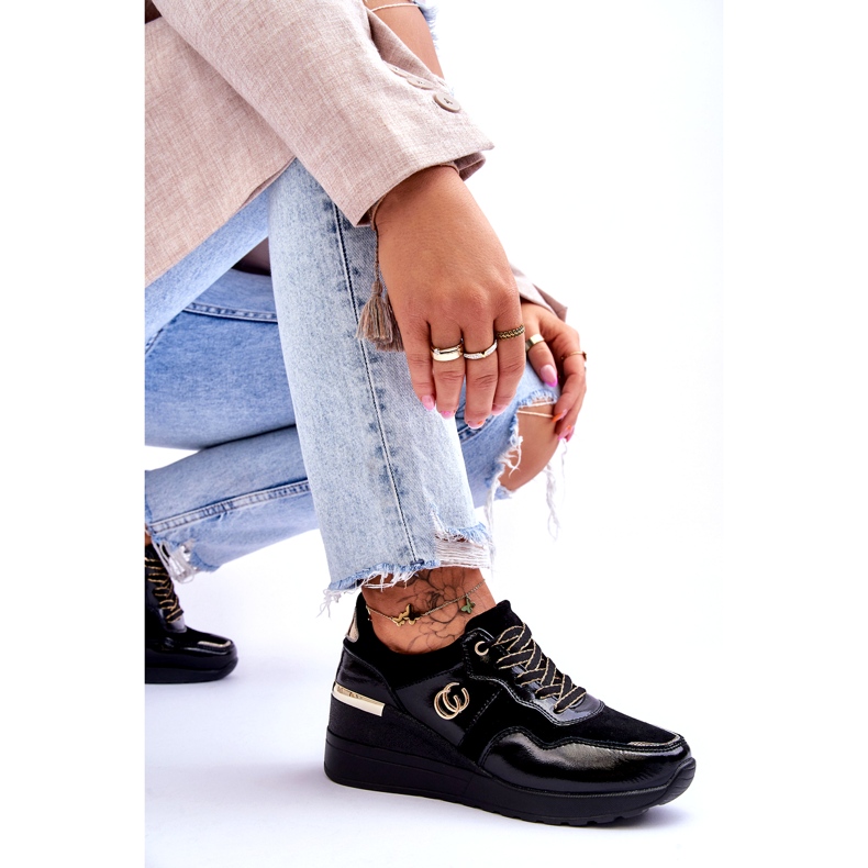 S.Barski Women's Leather Wedge Sports Shoes Black Rebeca 6 S.Barski Women's Leather Wedge Sports Shoes Black Rebeca 6