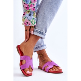 PS1 Women's Classic Suede Slippers Purple Evana 2