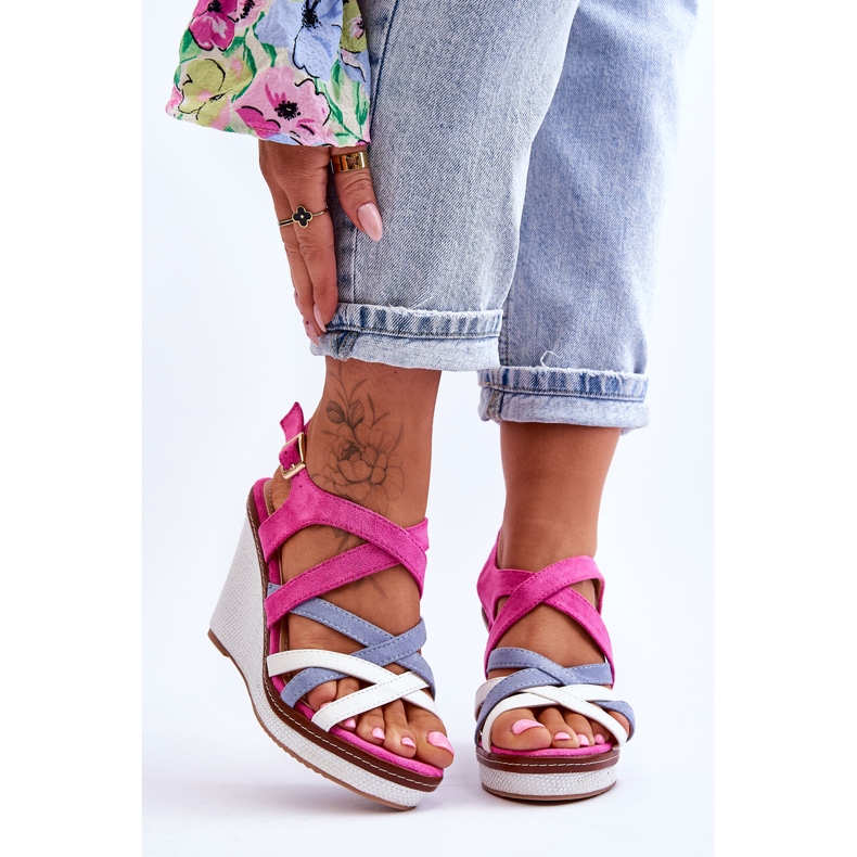 PS1 Wedge Sandals With Straps Fuchsia Ellen pink 1