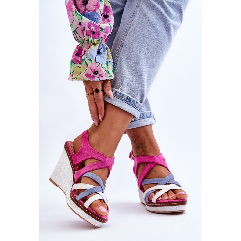 PS1 Wedge Sandals With Straps Fuchsia Ellen pink 2