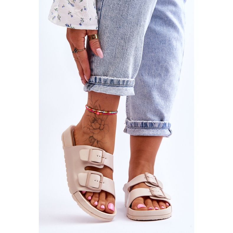 PS1 Women's Vertigo Beige Platform Slippers 1