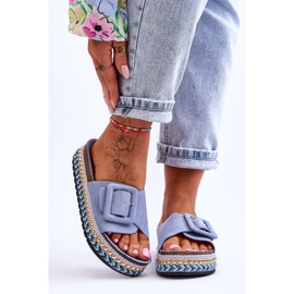 PS1 Women's Blue Joyce Embellished Platform Slippers 1