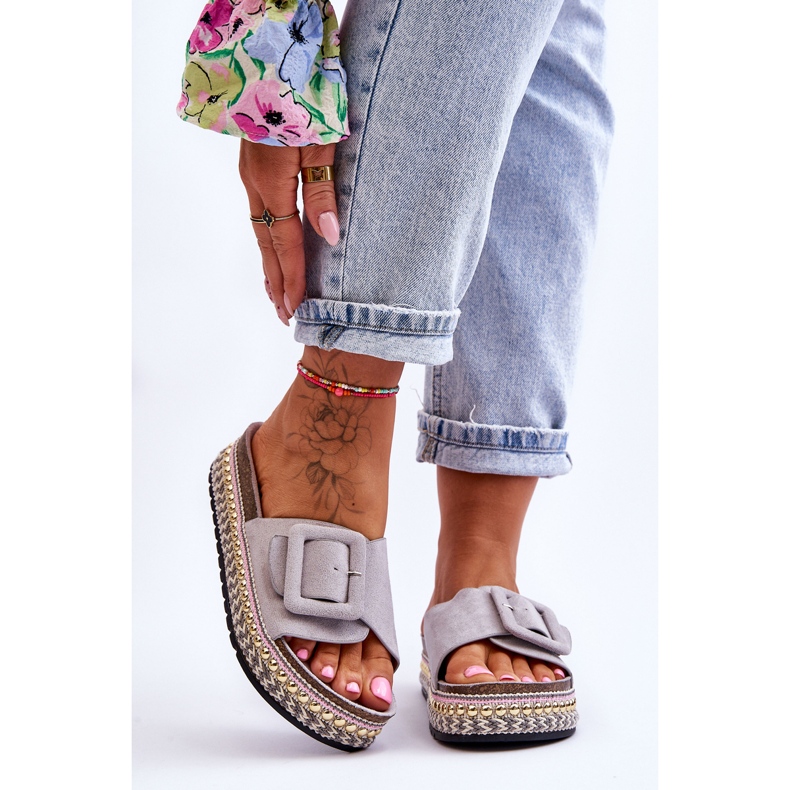 Women's Sandals On A Decorated Platform Gray Joyce grey 1