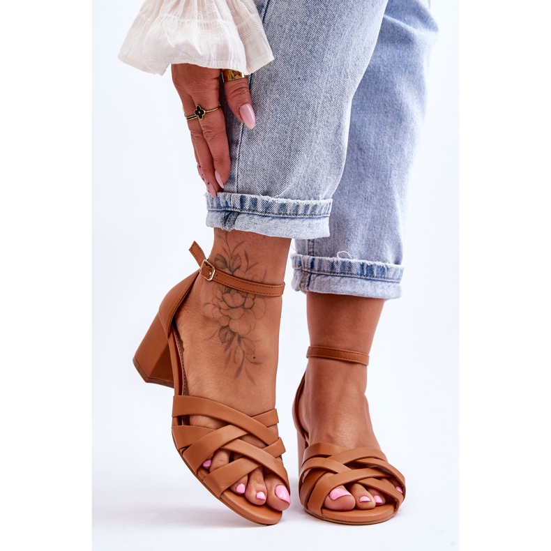 PS1 Comfortable Low Heel Sandals Camel Camelia brown 1