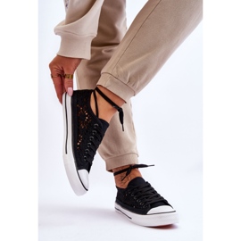 Women's Lace Textile Sneakers Black Fergo 2