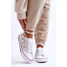 Women's Lace Textile Sneakers White Fergo 1