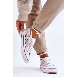 Women's Lace Textile Sneakers White Fergo 2