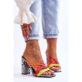 High Heel Slippers With Snake Straps Neon Beckie black 1