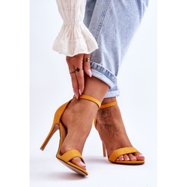 Suede Sandals On A Yellow Liberty High Heel 2
