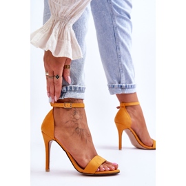 Suede Sandals On A Yellow Liberty High Heel 4