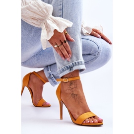 Suede Sandals On A Yellow Liberty High Heel 6