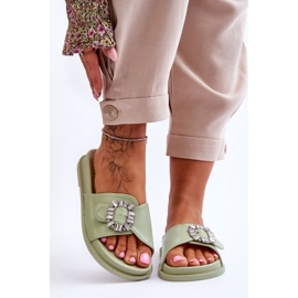 Women's Platform Slippers With Green Beneca Decoration 1