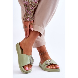 Women's Platform Slippers With Green Beneca Decoration 2