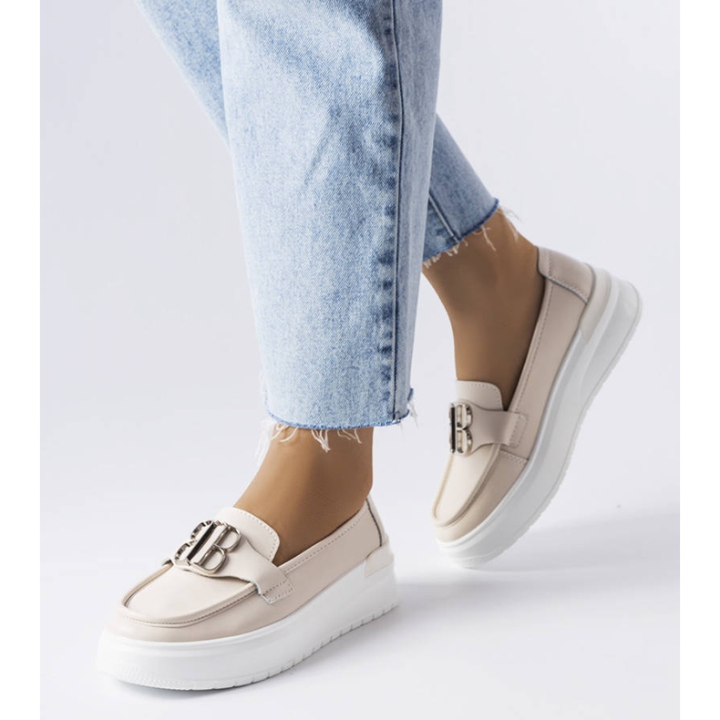 Venezia Beige moccasins with thick soles from Vinceza 1