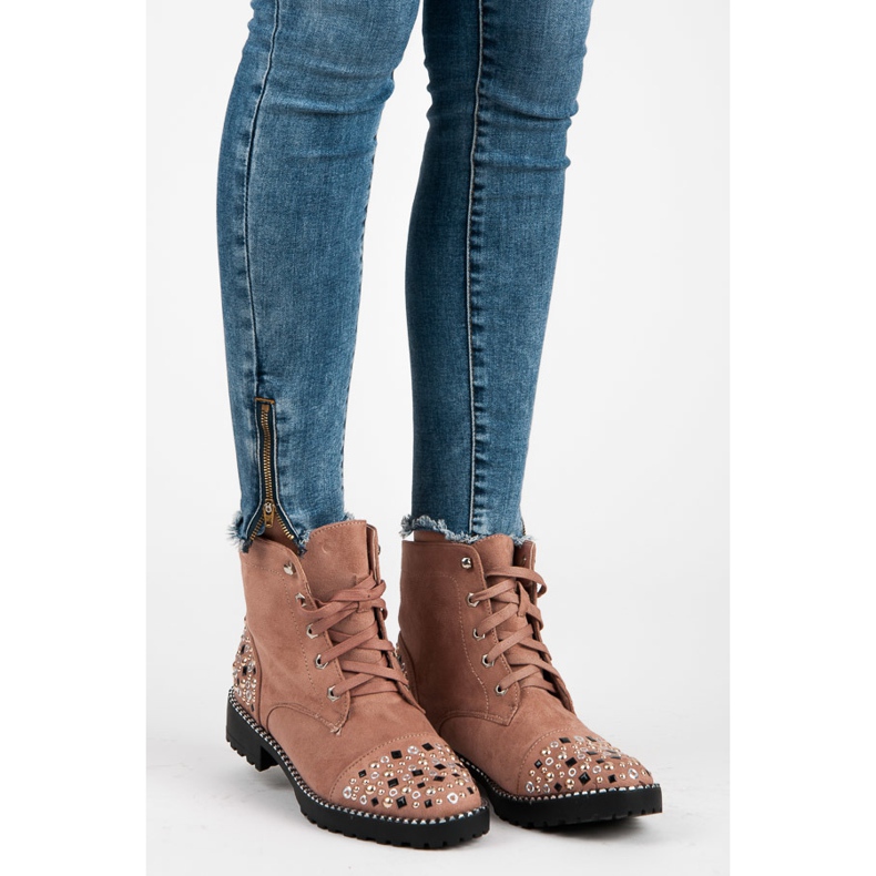 Ideal Shoes Suede workers pink 1