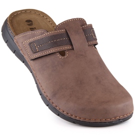 Comfortable men's full brown slippers Inblu DT000016-043 1