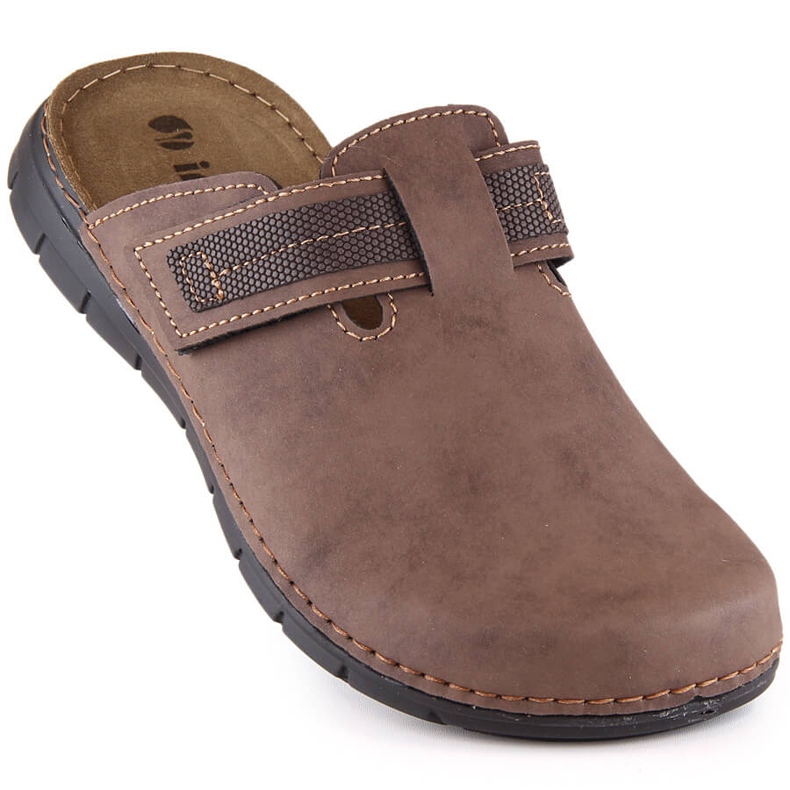 Comfortable men's full brown slippers Inblu DT000016-043 1