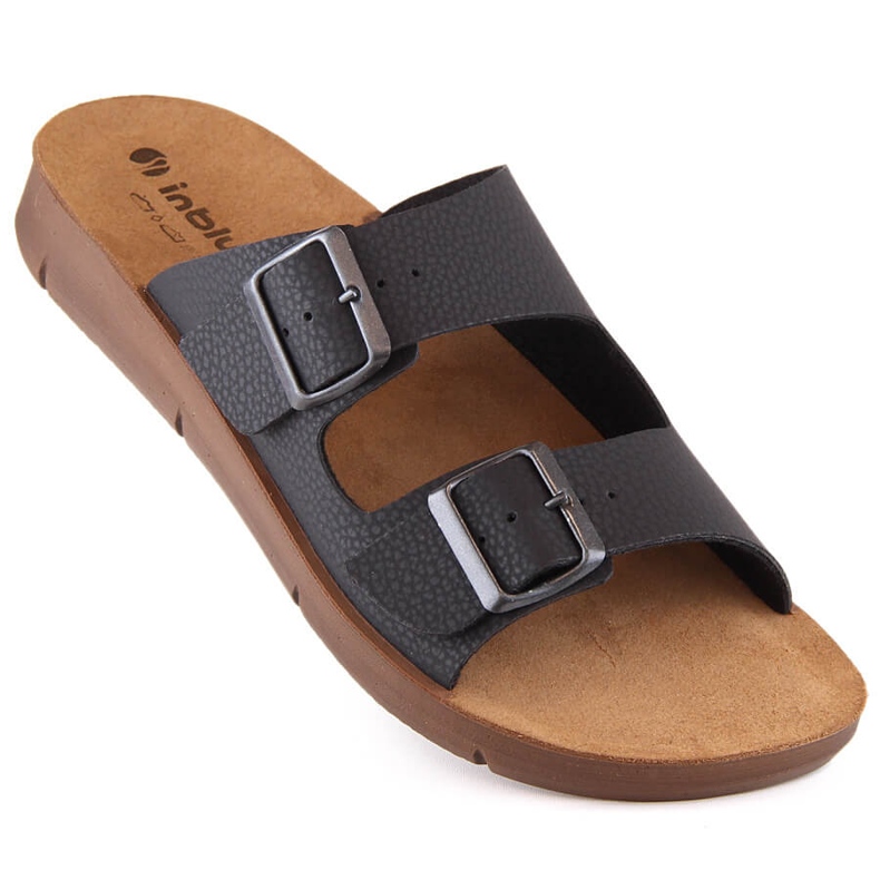 Comfortable men's slippers with black buckles Inblu CM000028-014 1