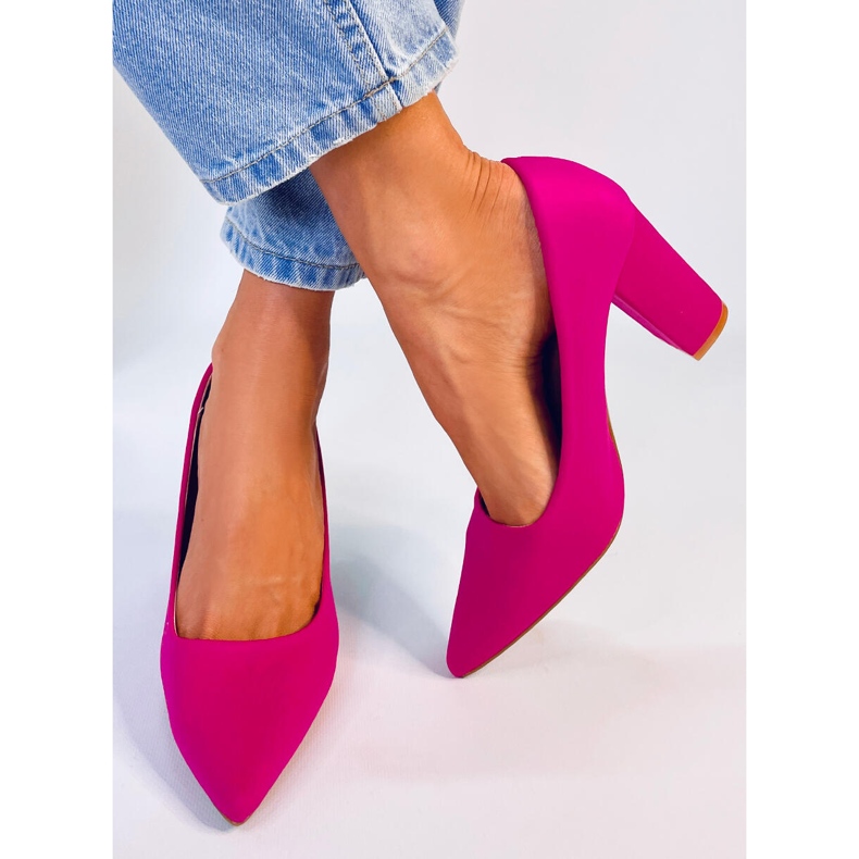 BM Eilish Fuchsia Chunky Heel Pumps pink 1