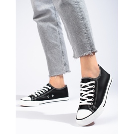 Classic black Shelovet eco-leather sneakers 1