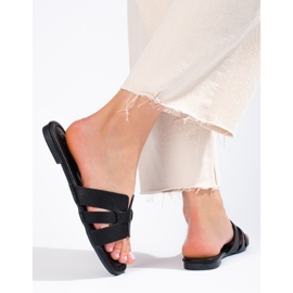 Women's black slippers made of Shelovet ecological leather 2