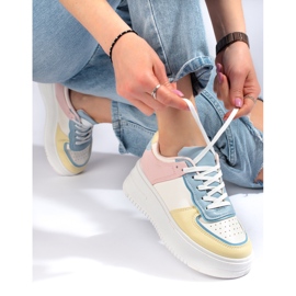 Multicolored sneakers on a thick Shelovet platform pink 1