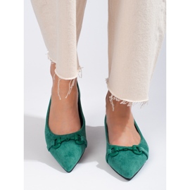 Shelovet women's green suede ballerinas 1