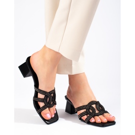 Women's elegant black Shelovet slippers on the post 1 Women's elegant black Shelovet slippers on the post 1