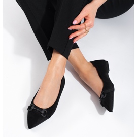 Shelovet women's black suede ballerinas 2