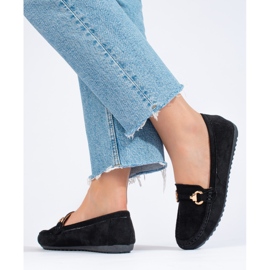 Shelovet women's black suede loafers 2