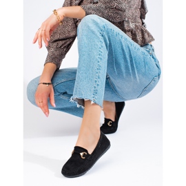 Shelovet women's black suede loafers 1