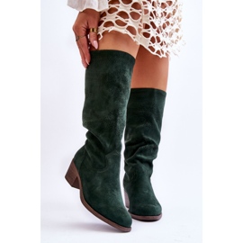Women's Openwork Suede Boots Green Enriss 1