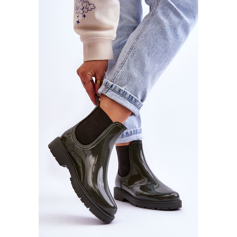 BM Women's Slip On Galoshes Chelsea Boots Dark Green Larone 2 BM Women's Slip On Galoshes Chelsea Boots Dark Green Larone 2